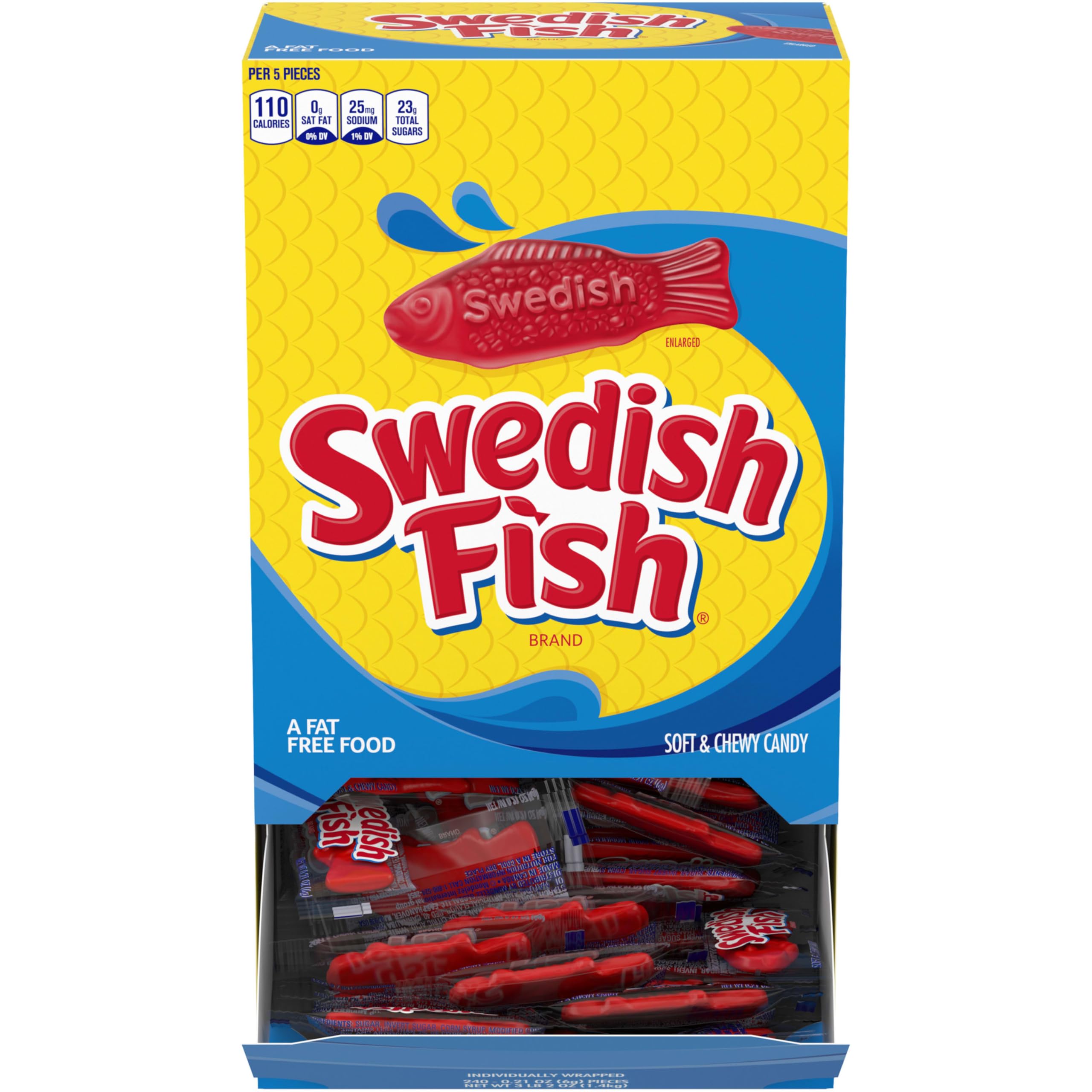 swedish fish front packaging dispenser showing box for convenient sharing