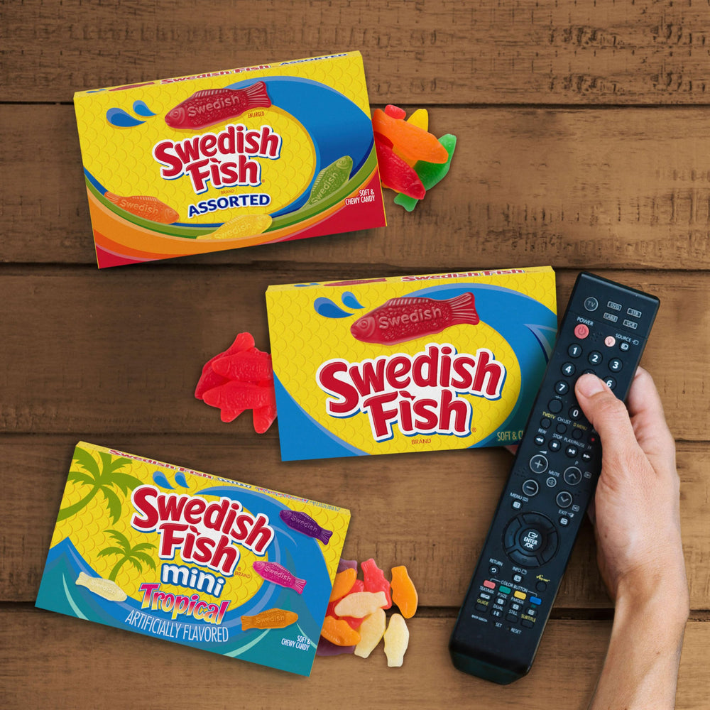 Swedish Fish in bowl at movie night for communal enjoyment