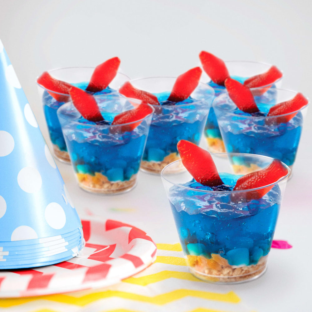 swedish fish party favor bags filled with gummies for event-ready treats