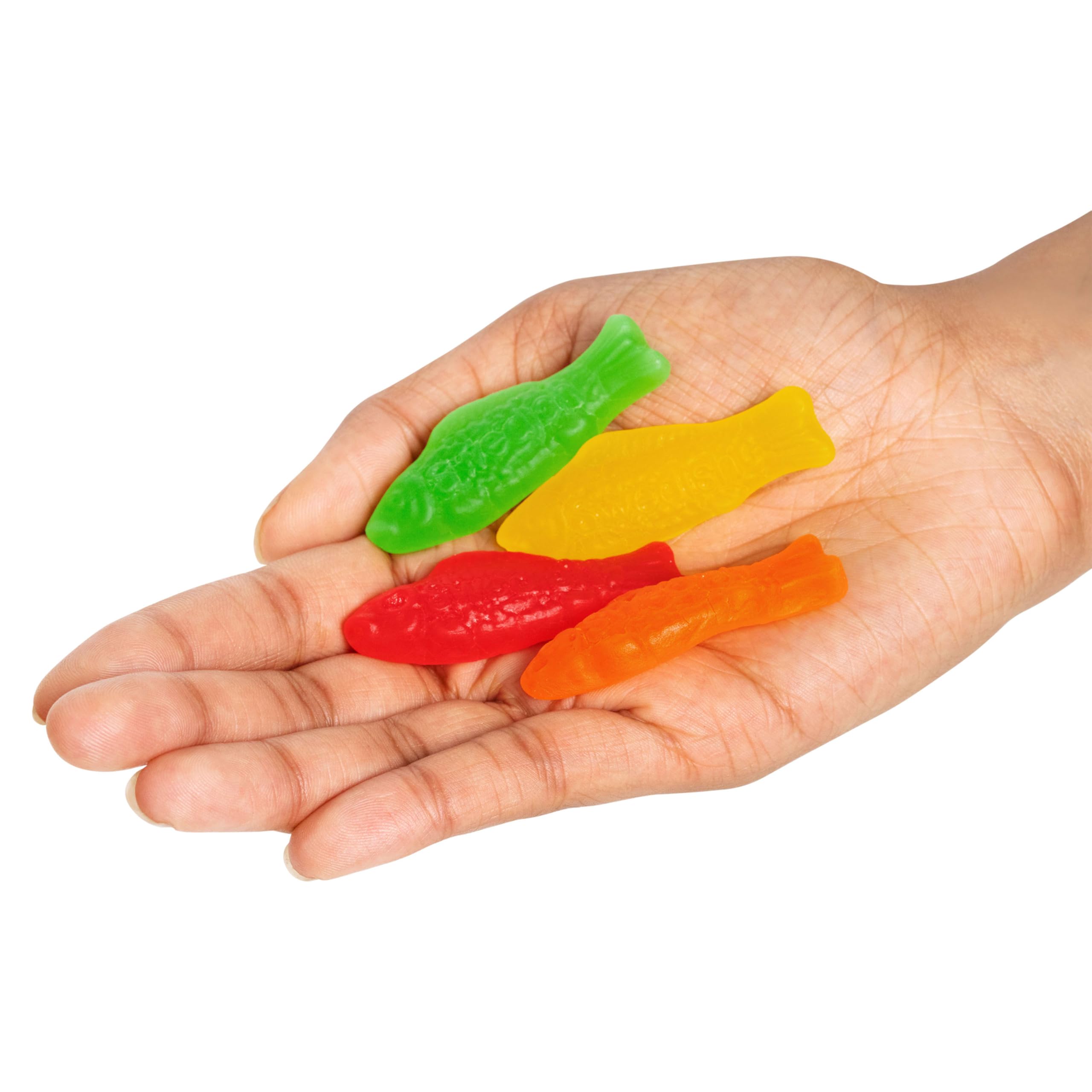 Swedish Fish box next to a ruler for size comparison and portion clarity