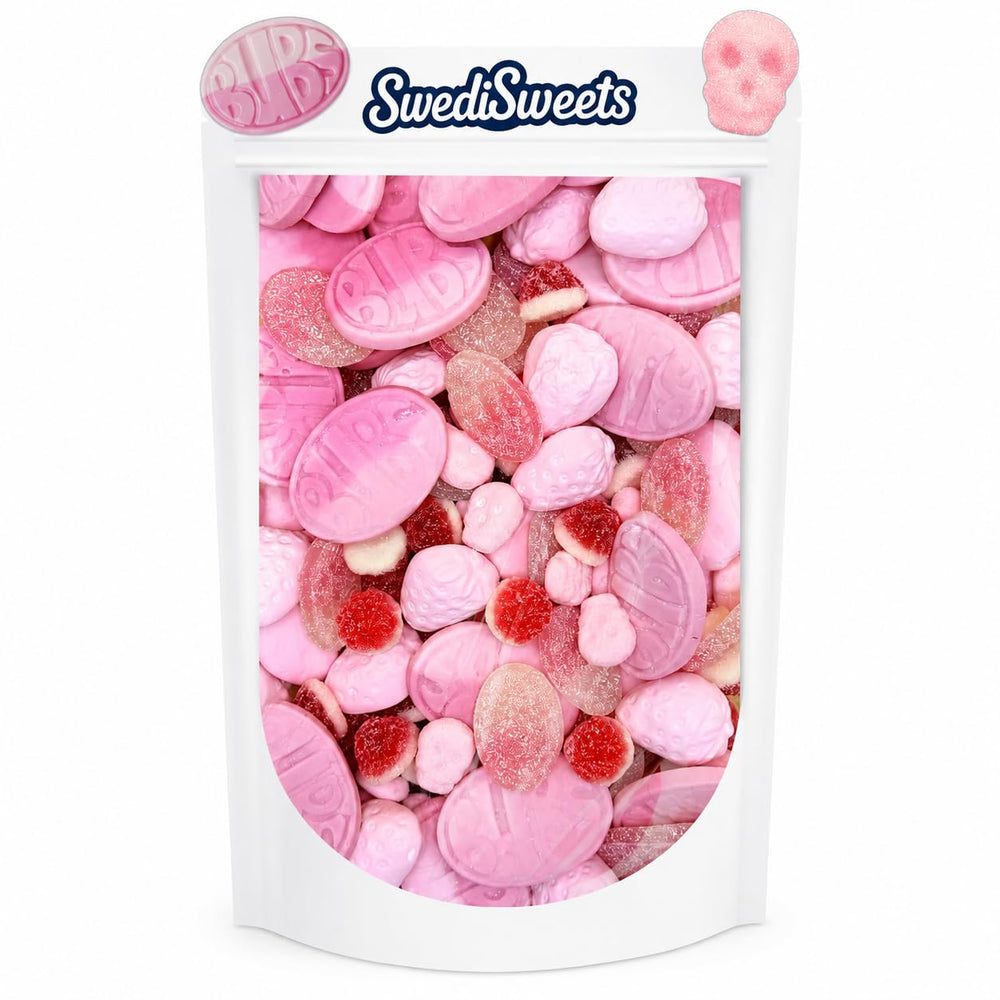 Swedisweets front packaging showing pink candy mix and convenience