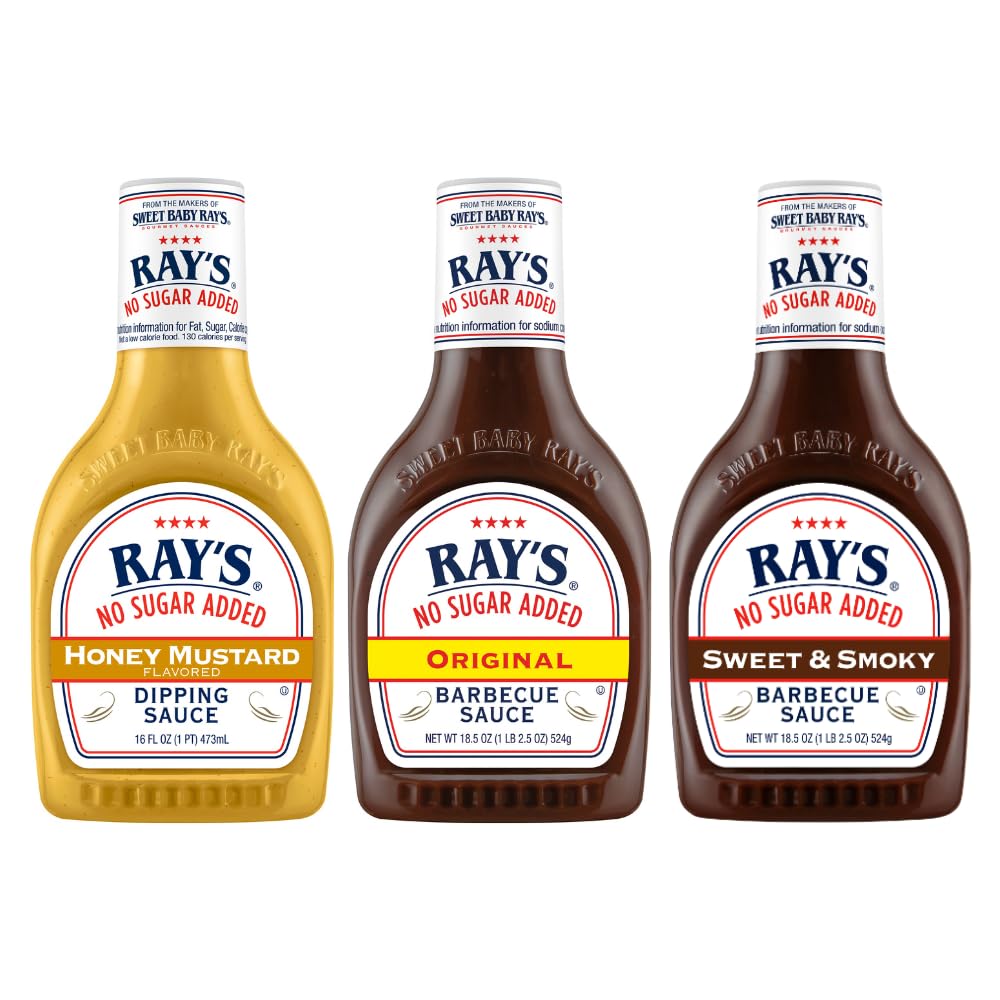 Sweet Baby Ray's three-bottle front packaging showing variety convenience