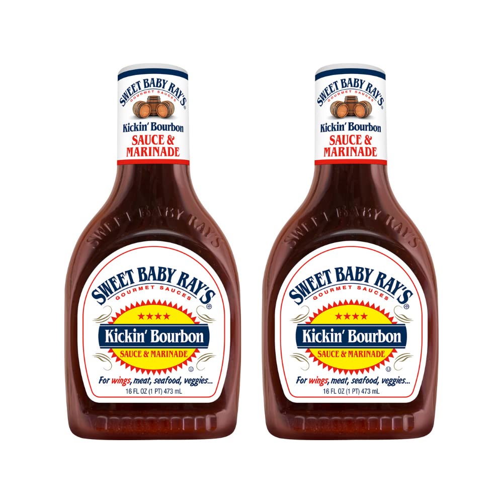 Sweet Baby Ray's front bottle view showing bold bourbon flavor and easy pouring
