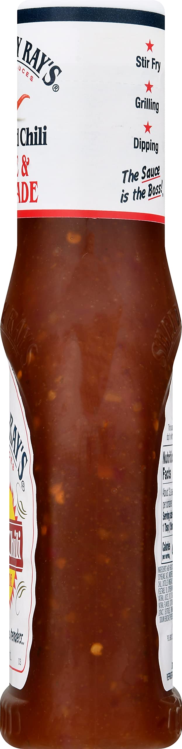Sweet Baby Ray's bottle next to a ruler showing 16oz size and portion perspective
