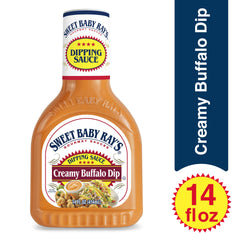 Sweet Baby Ray's creamy buffalo sauce coating crispy wings to show even coverage and rich taste