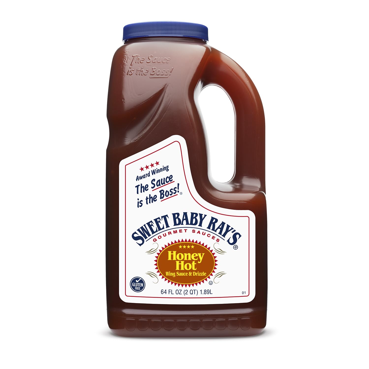 Sweet Baby Ray's front bottle view showing label and large 64 fl oz size benefit