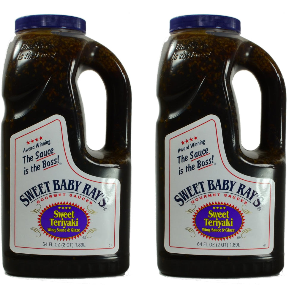 Sweet Baby Ray's front-packaging bottle showing label and glossy teriyaki glaze benefit