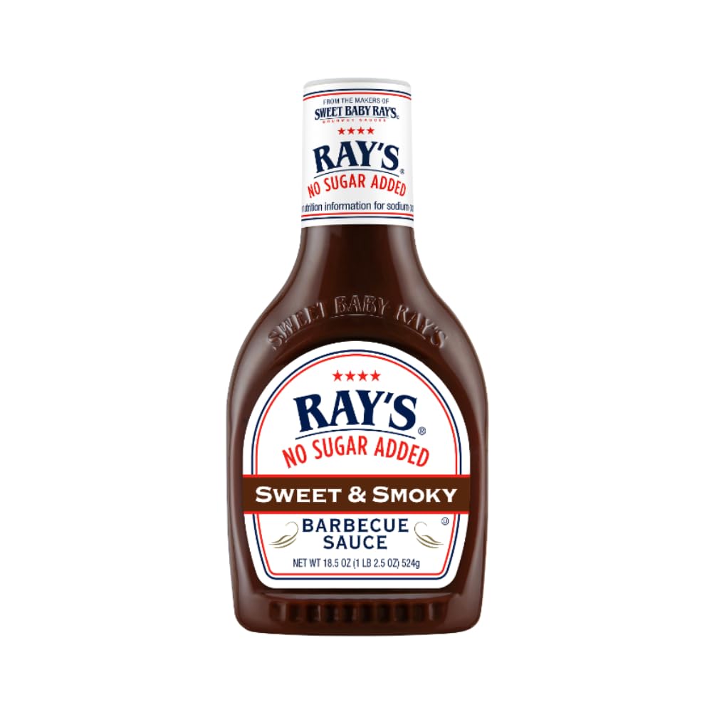 Sweet Baby Ray's bottles held in hand demonstrating 18oz size and scale