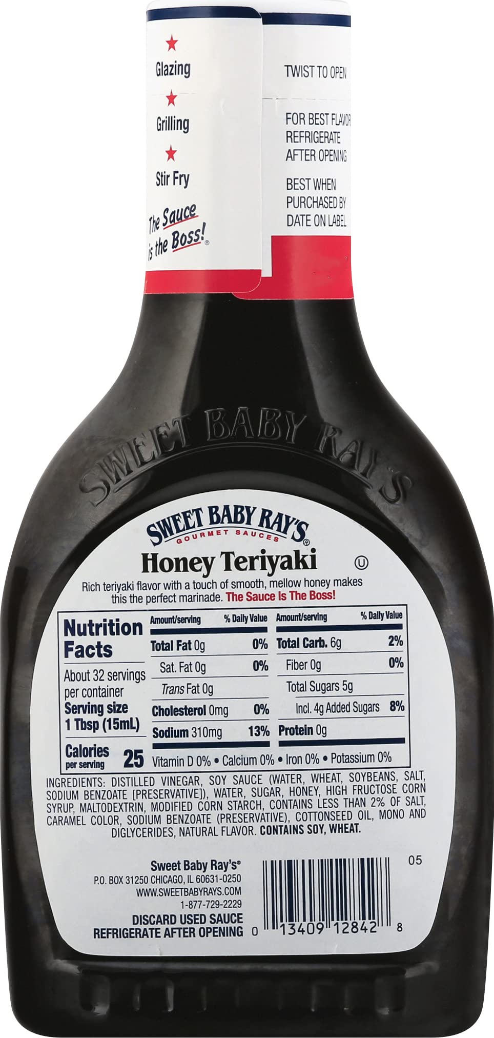 Sweet Baby Ray's close-up of bottle texture and cap offering convenient pour control