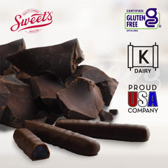Sweet Candy Company close-up cross-section reveals blueberry center and dark chocolate contrast