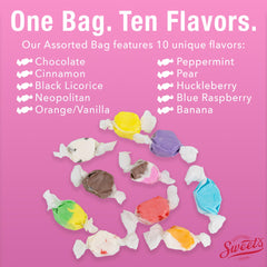 Sweet Candy Company close-up of taffy texture highlighting soft whipped chew and bright colors
