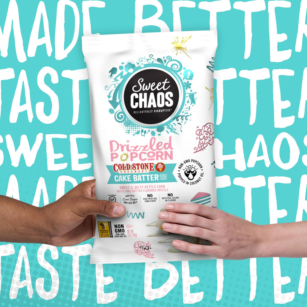 Sweet Chaos bag beside common items to show 5oz size and portability