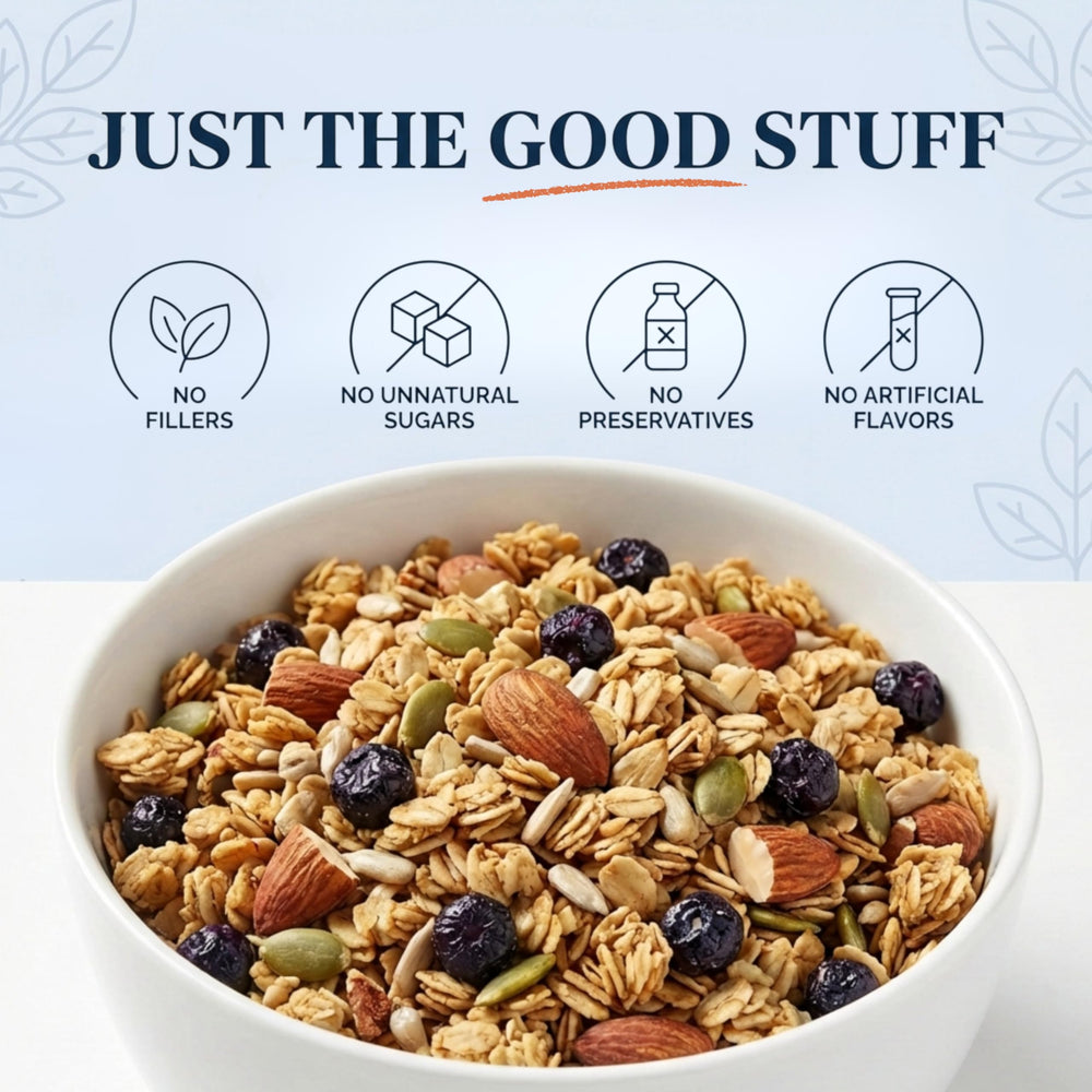 Sweet Diane's granola close-up clusters highlighting crunchy texture and low sugar