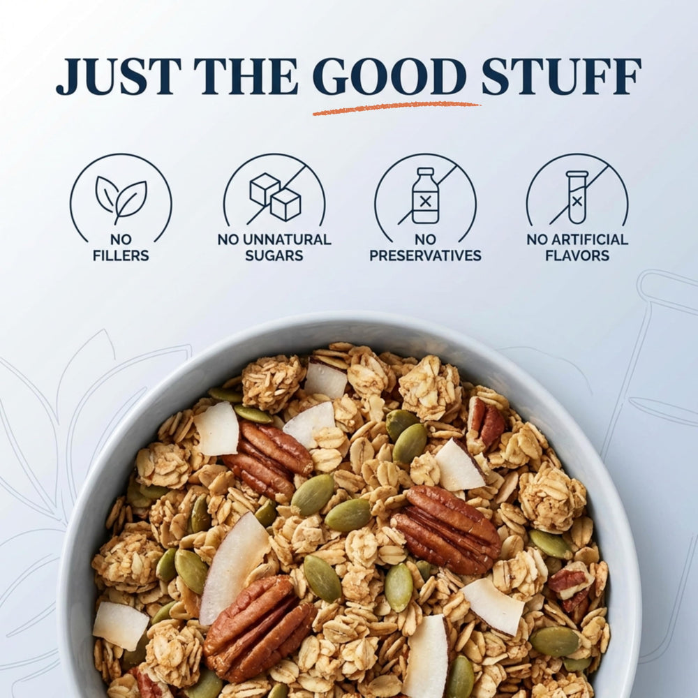 Sweet Diane's close-up of oats and pumpkin seeds highlighting wholesome crunch and nutrition