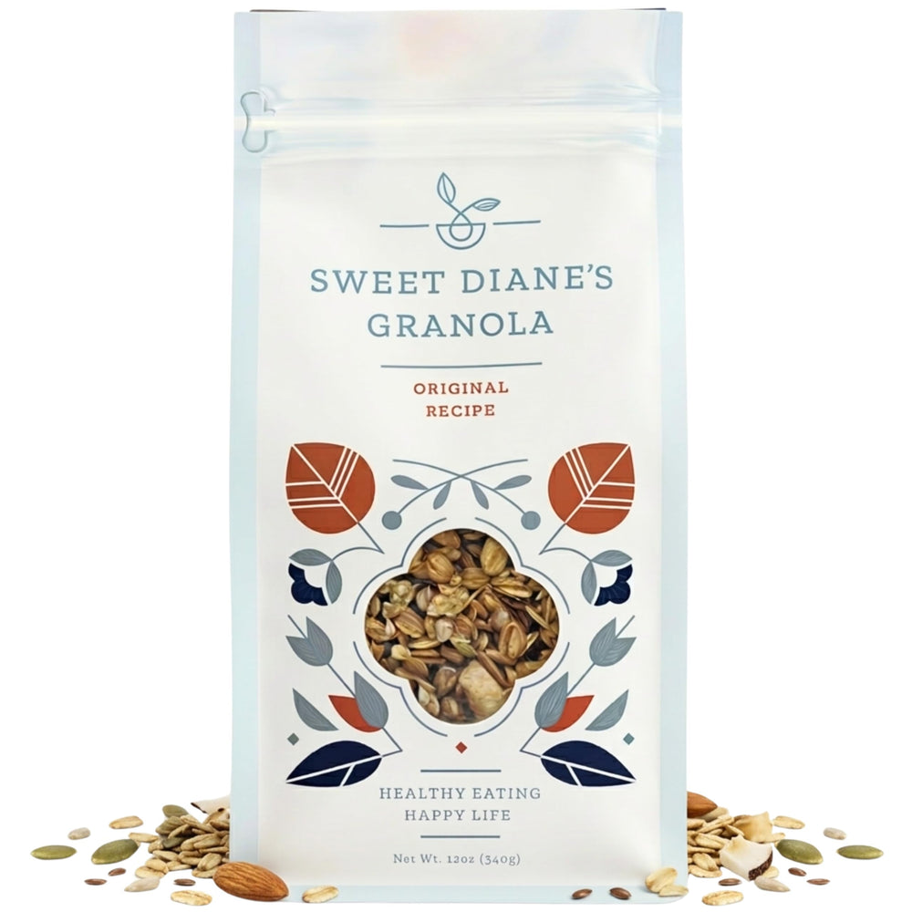 Sweet Diane's front packaging showing 12 oz pouch and organic badge for pantry appeal