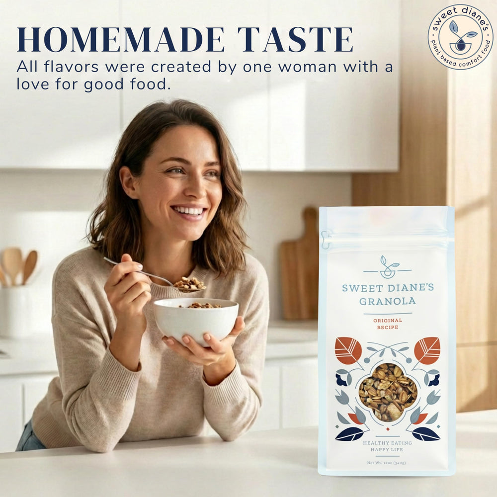 Sweet Diane's granola served over yogurt adding fiber and texture to breakfast