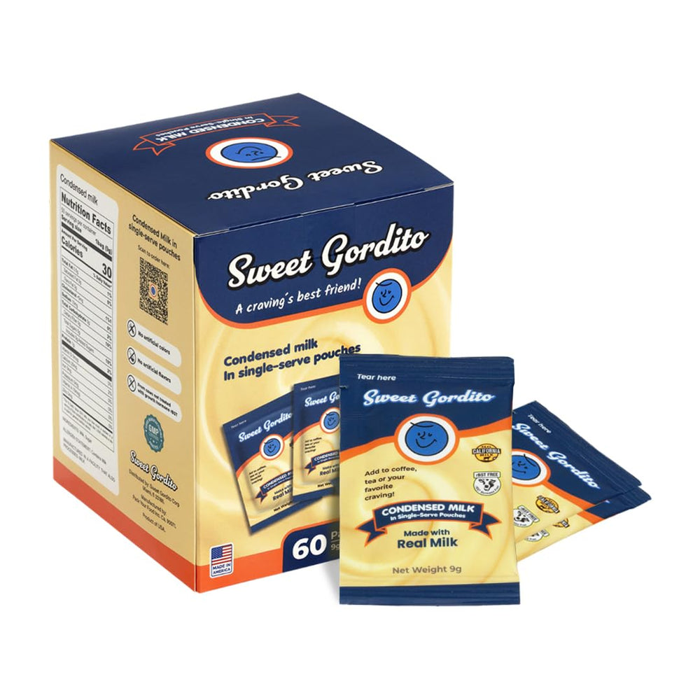 Sweet Gordito front packaging showing 60-count travel creamers and convenience