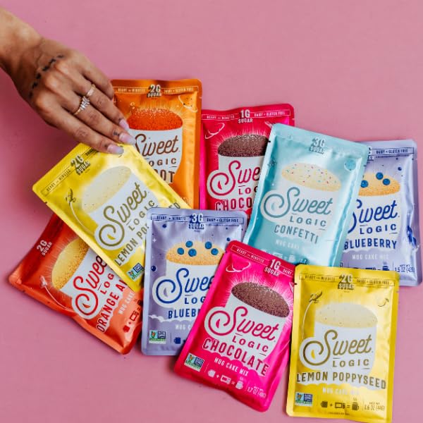 Sweet Logic single-serve packet beside a mug showing easy portion control