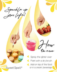 Sweet Spell gold dust sprinkled on cake adding elegant shimmer and decoration
