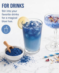 Blue smoothie colored with Sweet Spell spirulina showcasing vivid natural color benefit