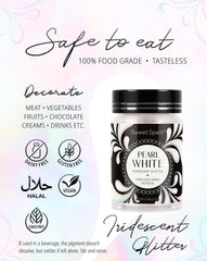 Sweet Spell glitter dusted on cake top adding pearlescent sparkle to dessert