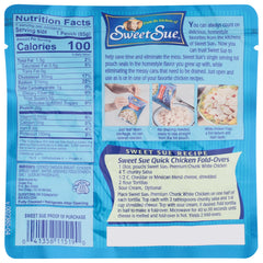 Sweet Sue pouch next to a hand showing 3 oz portion size