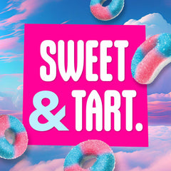 SweeTARTS close-up of gummy halo texture showing sugar coating and fluffy base for tasty contrast