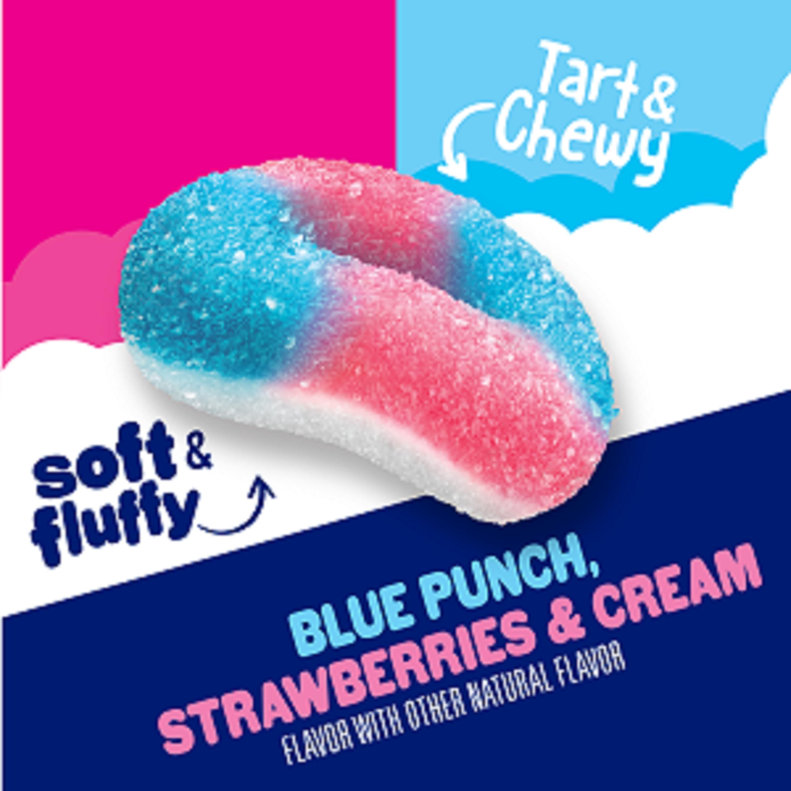 SweeTARTS gummy halo held in hand to show scale and portion convenience for on-the-go snacking