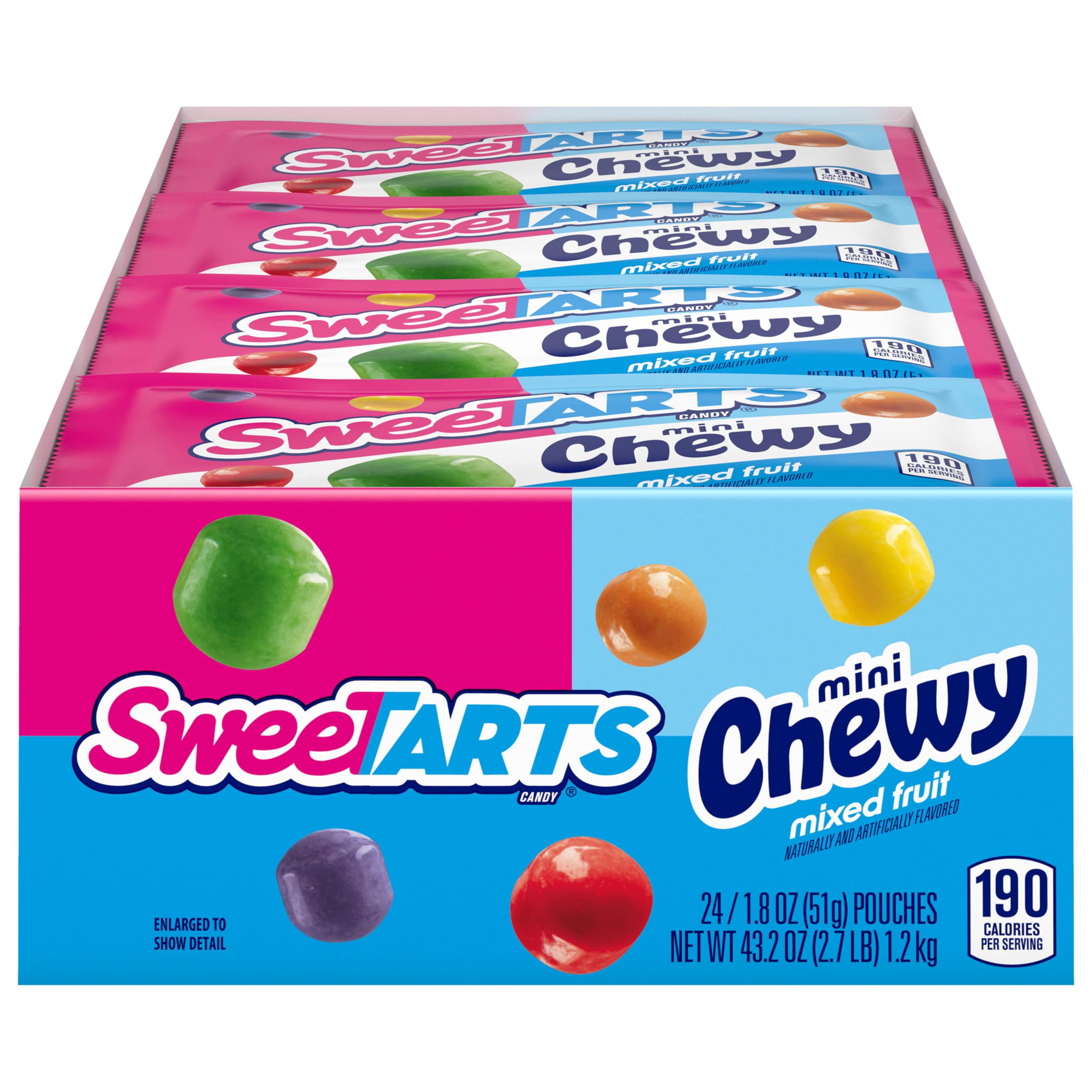 SweeTARTS front pouch showing colorful branding and portable convenience