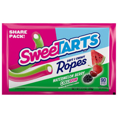 SweeTARTS open pack close-up displaying rope candy ready to eat and portable convenience