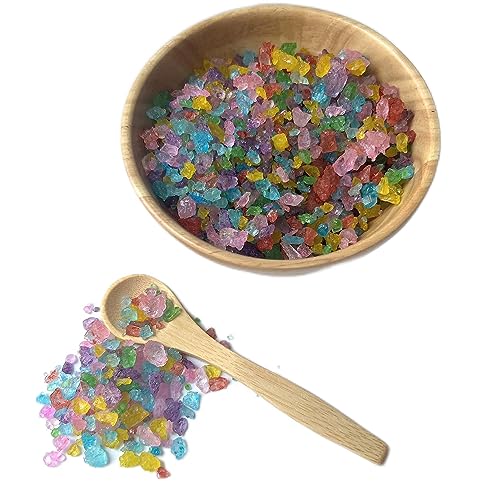SweetGlob front packaging showing one-pound assorted rock sugar gems and benefits