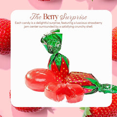 SweetGourmet cut candy exposing strawberry pulp center for juicy flavor