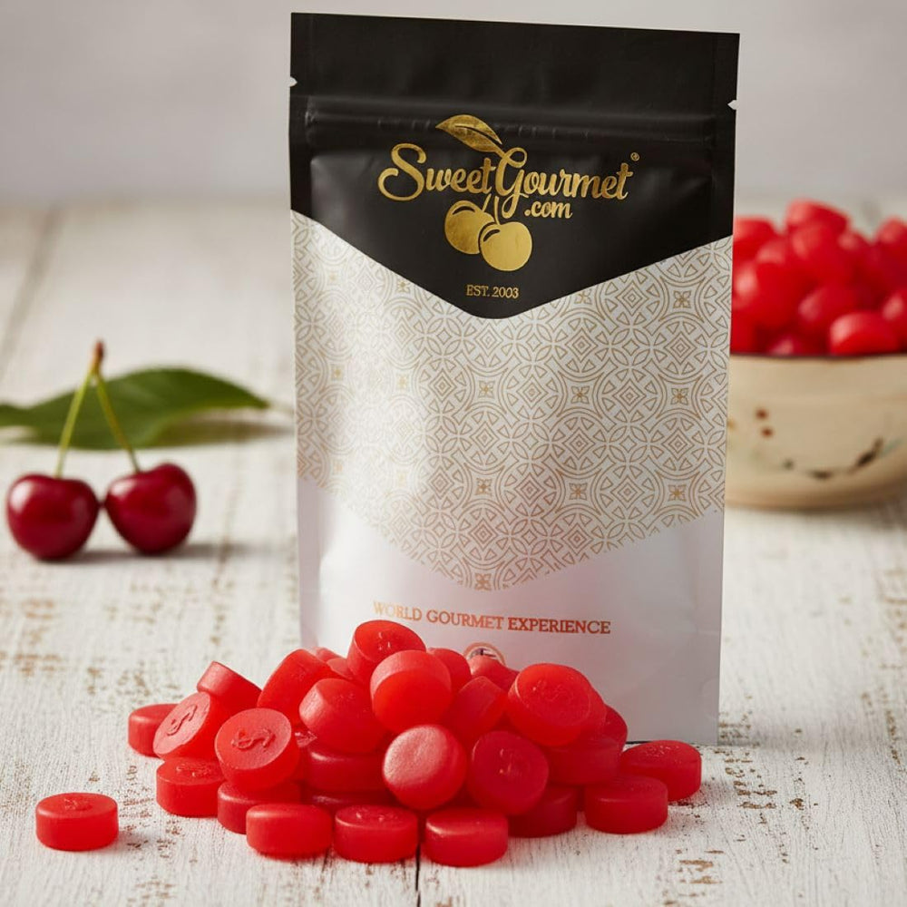 SweetGourmet bag open with poured coins, benefit convenient bulk serving