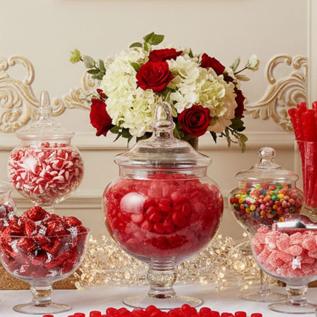 SweetGourmet bowl display on party table, benefit festive candy presentation