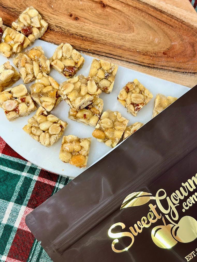 SweetGourmet close-up of brittle texture displaying crisp peanut-filled crunch