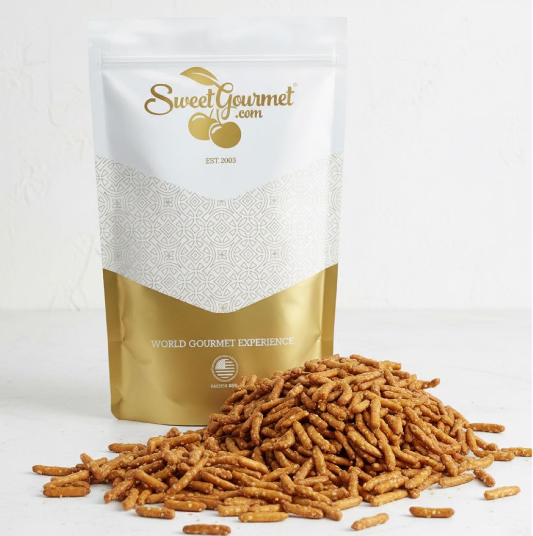 SweetGourmet front of bag showing three-pound resealable packaging and branding for pantry convenience