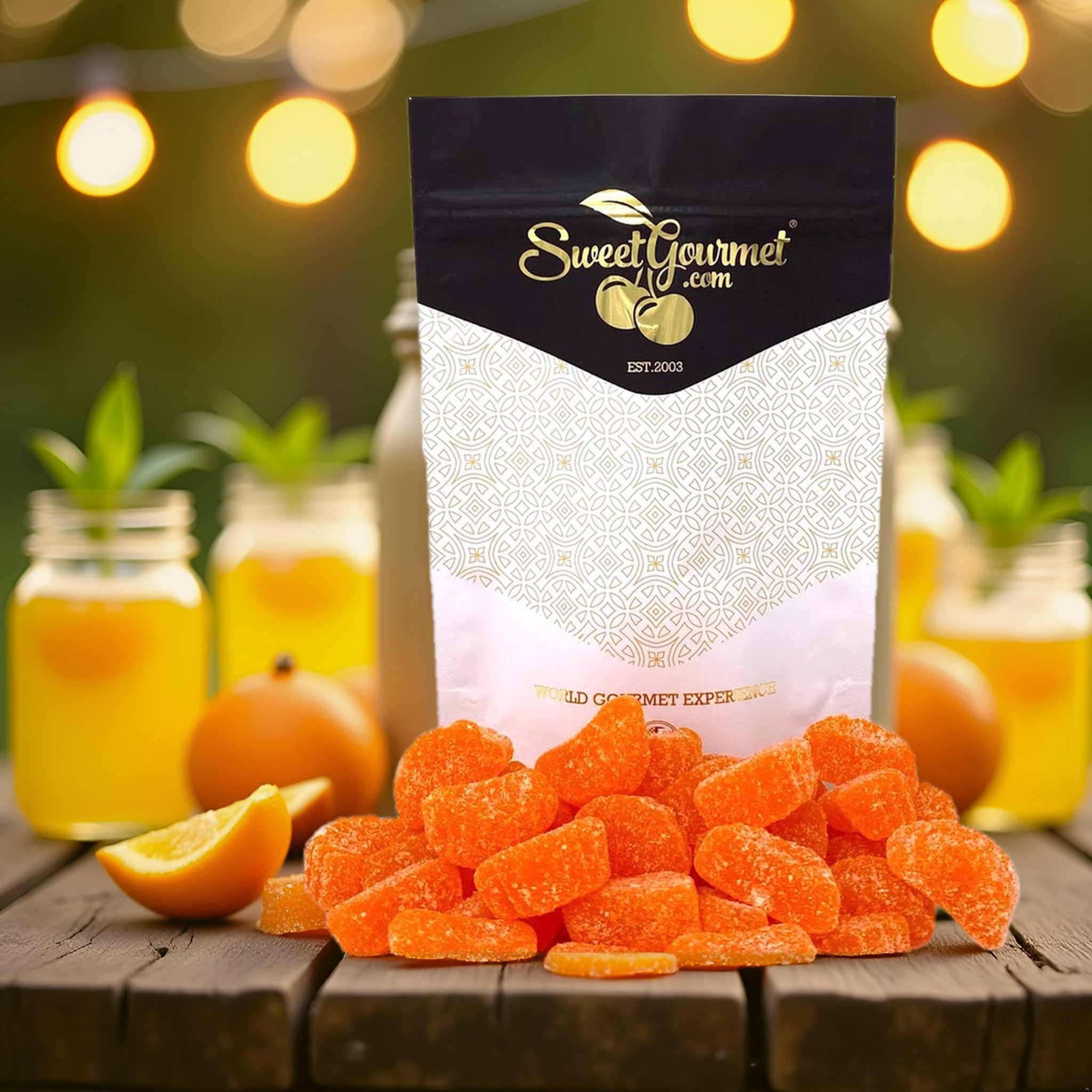 SweetGourmet orange slices in gift bags illustrating party favor presentation benefit