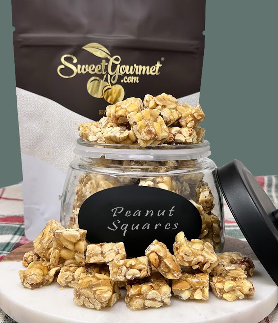 SweetGourmet peanut squares in a bowl ready for serving and quick snacking