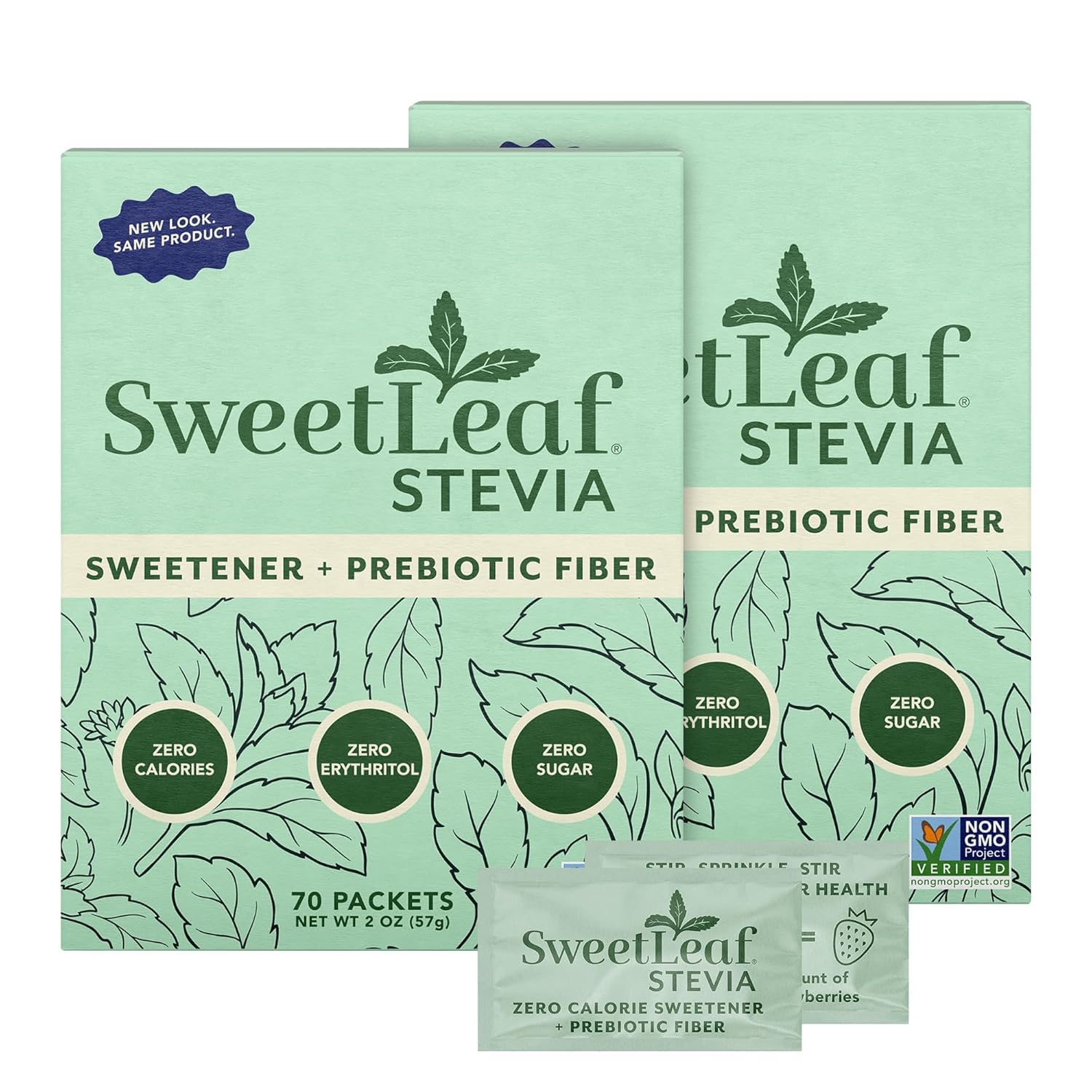SweetLeaf front packaging showing two-box value pack and packet count benefit