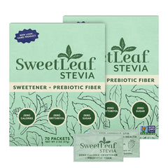 SweetLeaf front packaging showing two-box value pack and packet count benefit