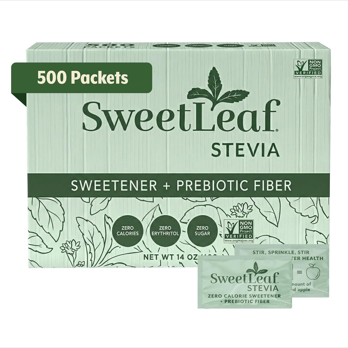 SweetLeaf front view of packet display shows convenient portioning benefit