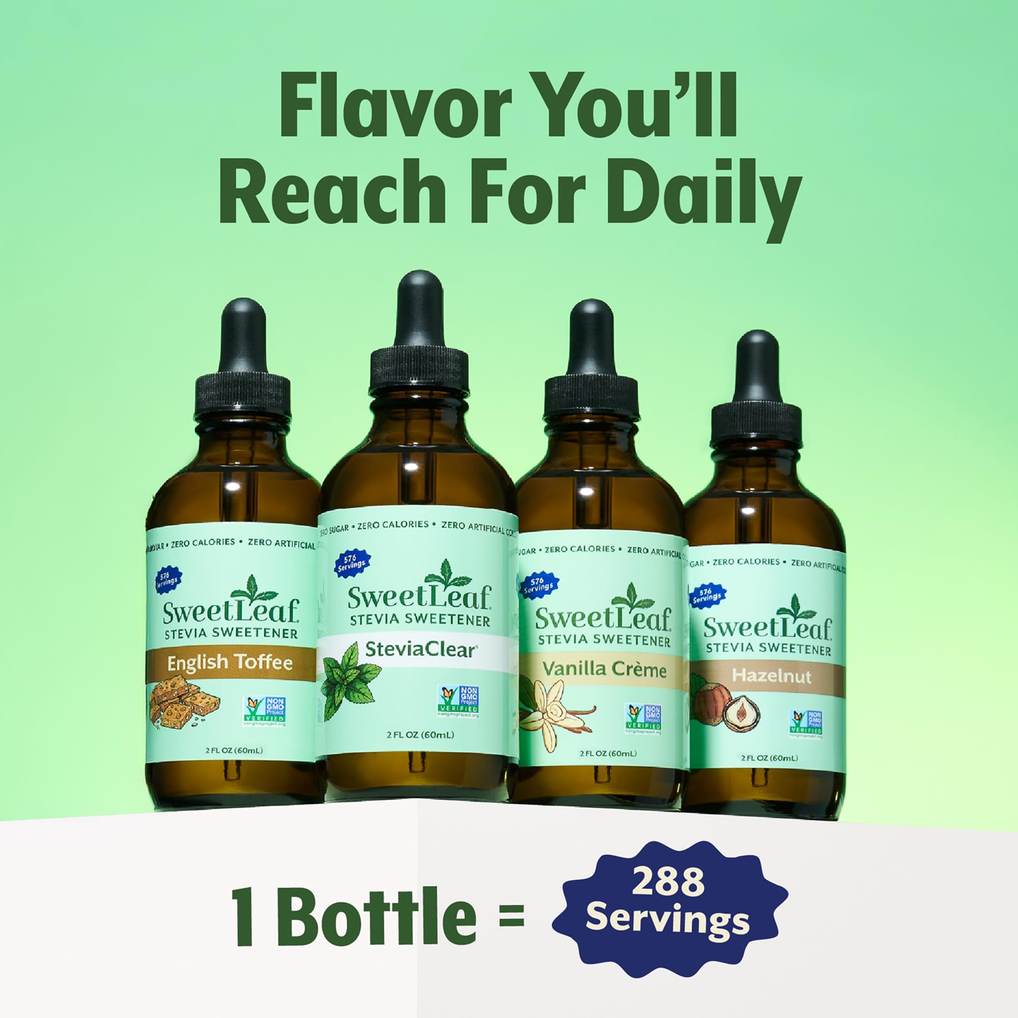 SweetLeaf bottle on kitchen counter next to mug showing everyday use