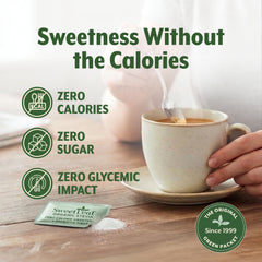 SweetLeaf stevia packet dissolved in coffee showing consistent sweetness benefit
