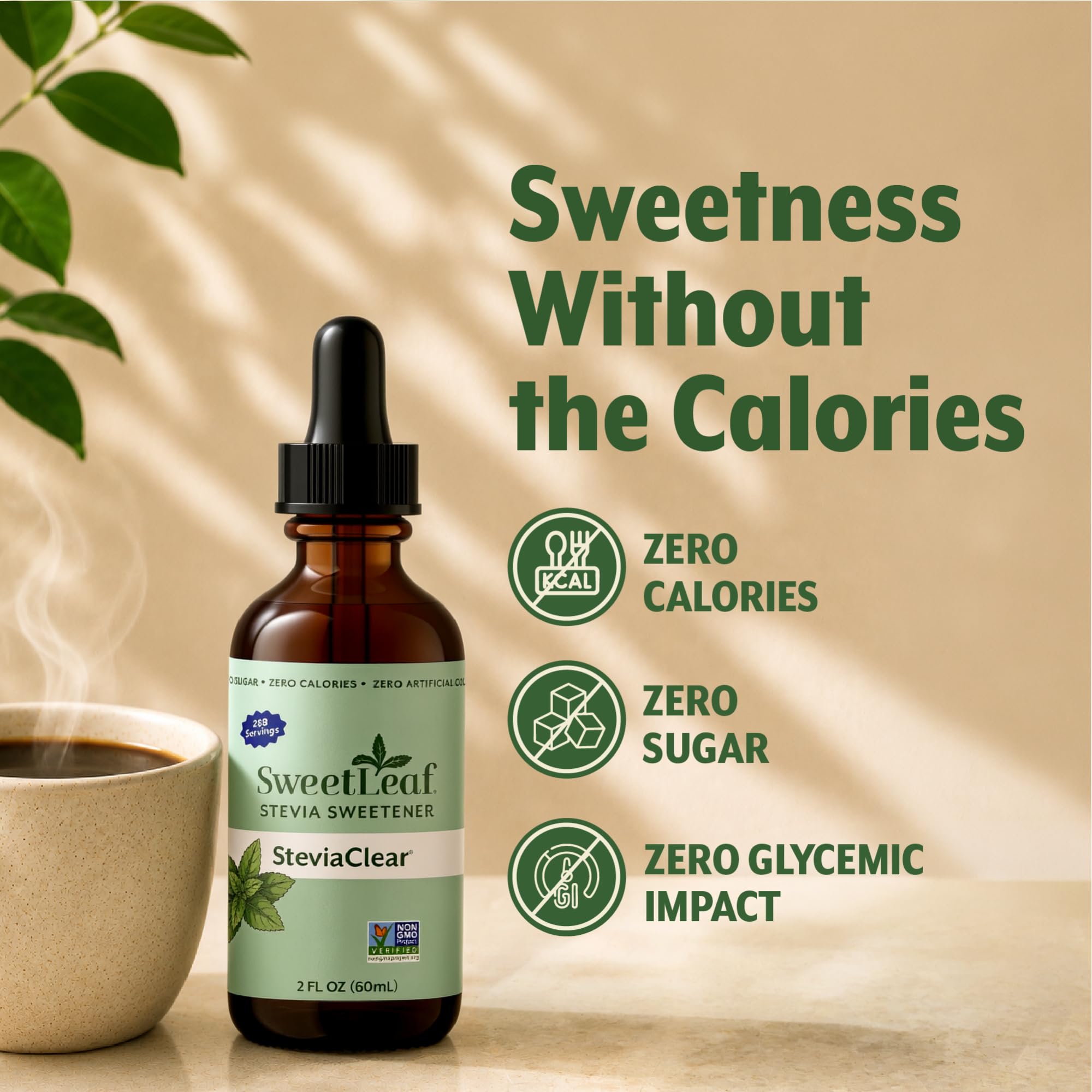 SweetLeaf being added to coffee illustrating clean sweetness without sugar