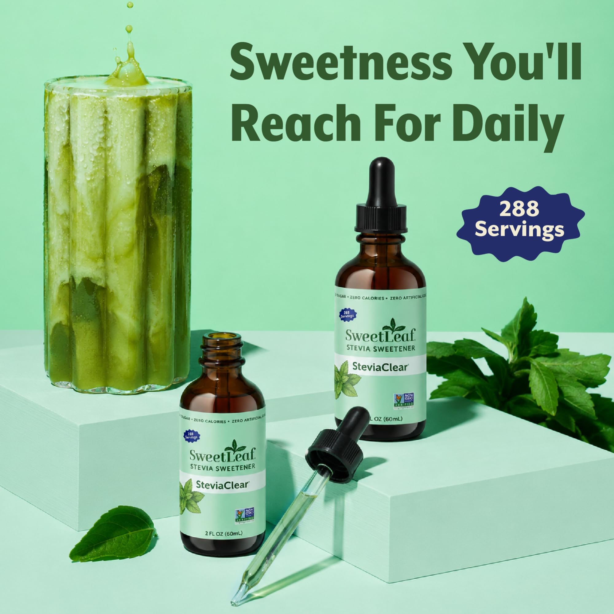 SweetLeaf bottle staged in kitchen lifestyle for everyday convenience benefit