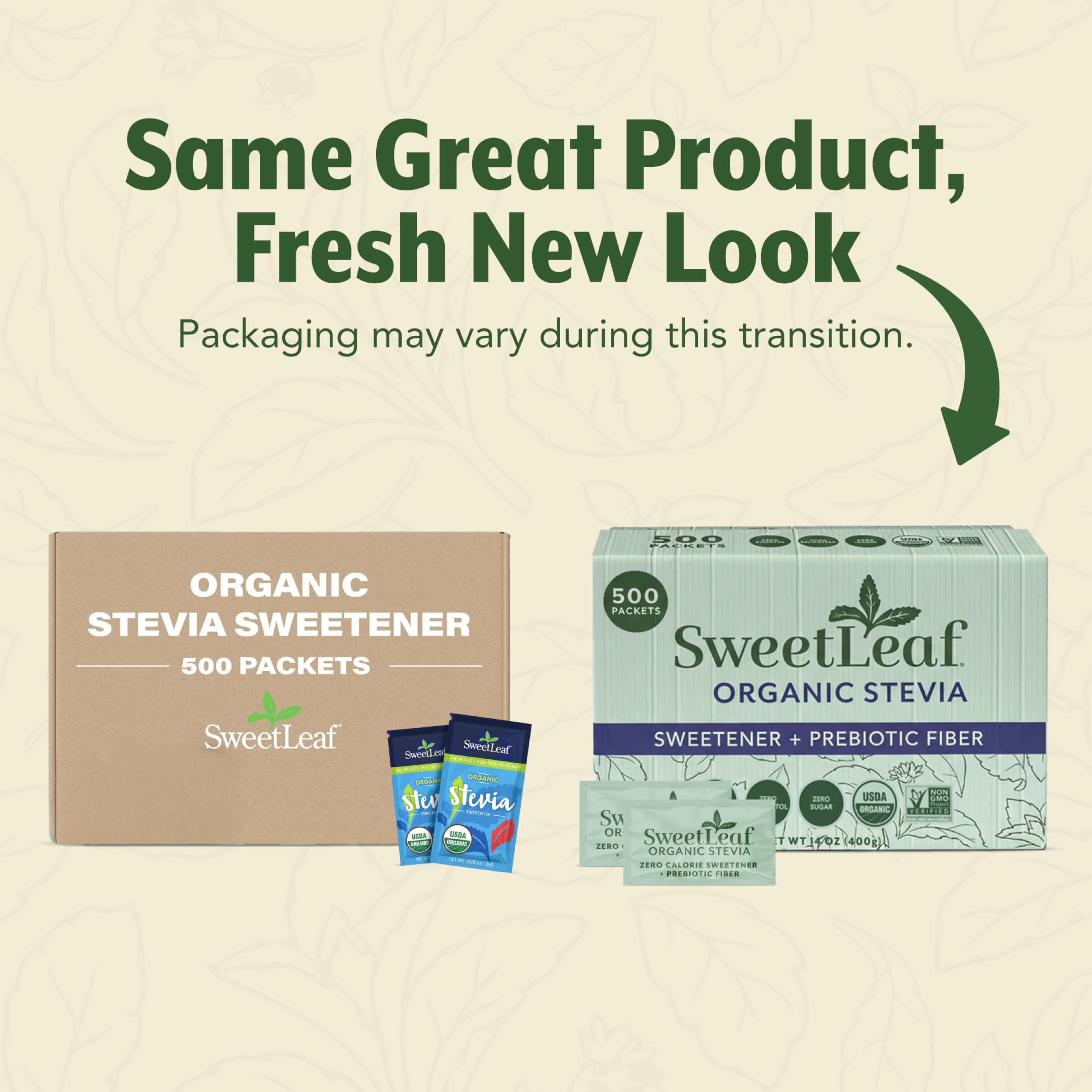 Close-up of SweetLeaf packet powder texture highlighting fast dissolving benefit