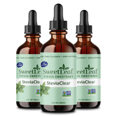 SweetLeaf SteviaClear front bottle showing label and compact design for travel