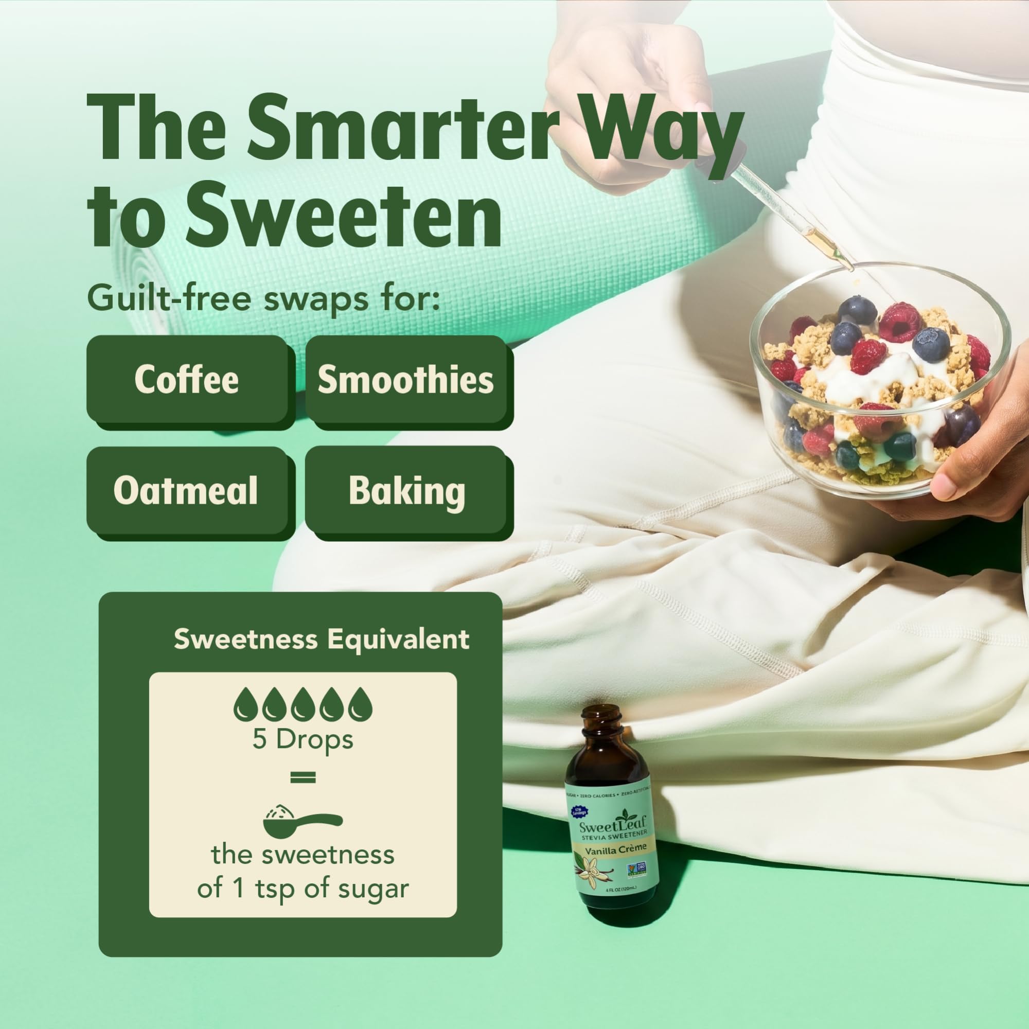SweetLeaf bottle on kitchen counter highlighting convenience and everyday use
