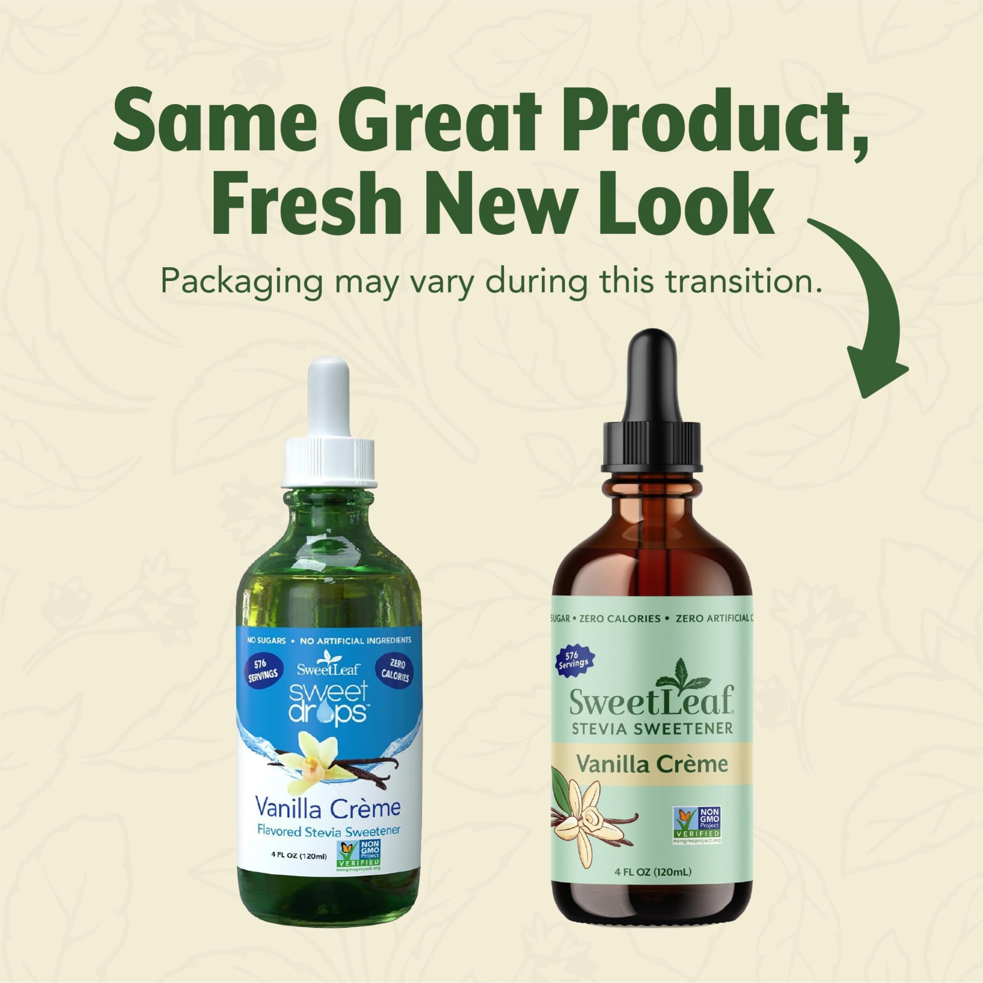 SweetLeaf dropper close-up dispensing vanilla creme drops for precise dosing