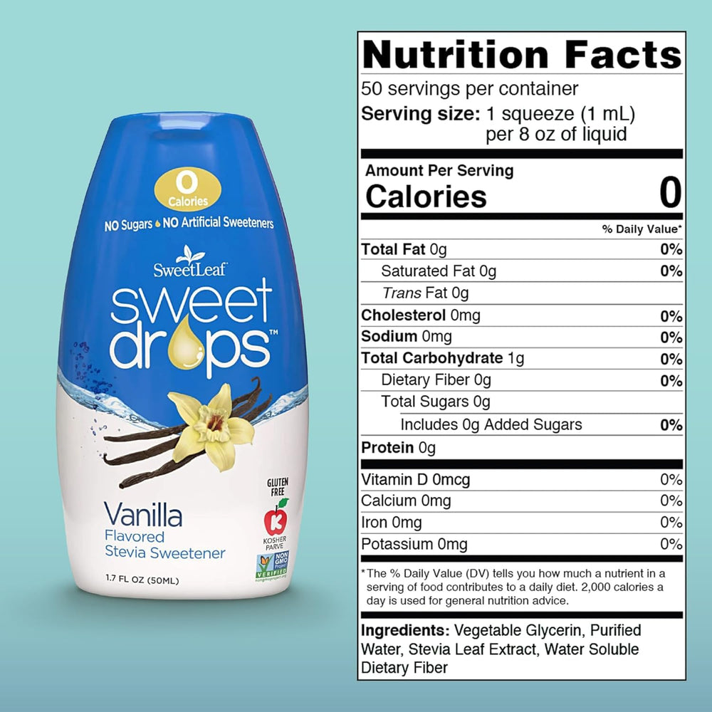 SweetLeaf dropper close-up highlighting precision dosing for consistent sweetness